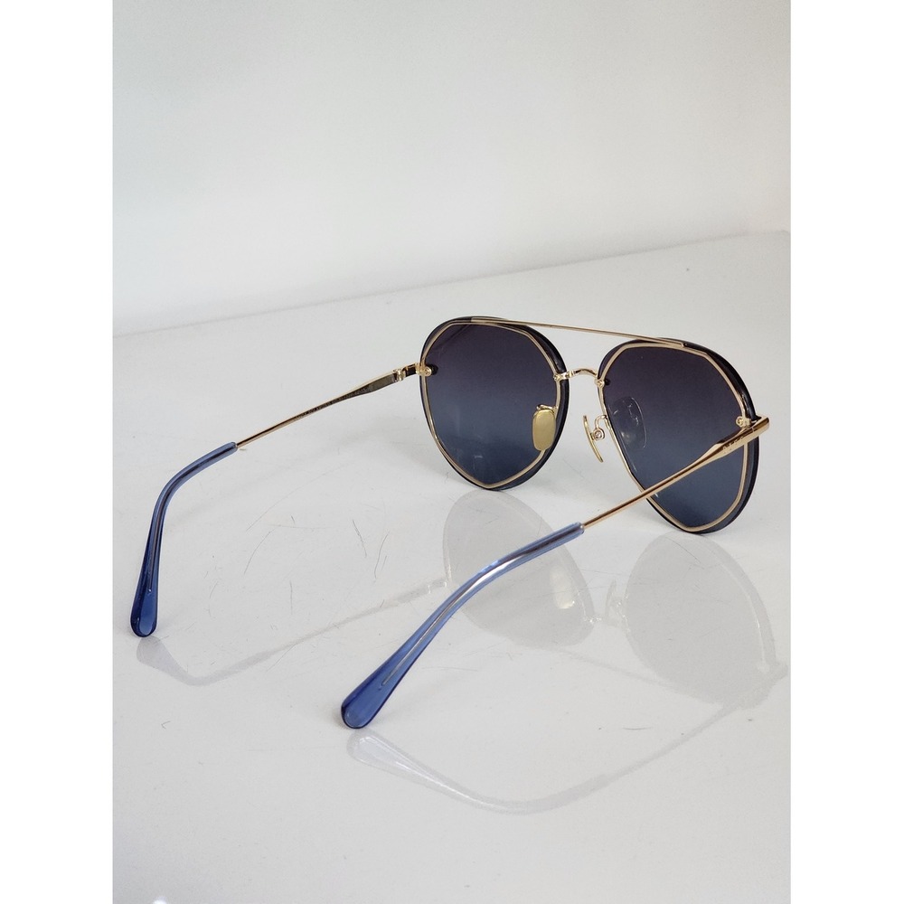 DIFF EYEWEAR Polarized Aviator Gold Blue Lens Sunglasses Lenox - Picture 6 of 8
